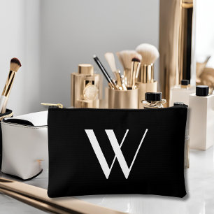 Pochette À Accessoires Votre monogramme en noir et blanc
