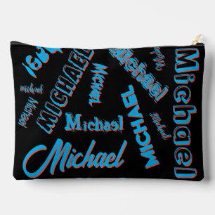 Pochette À Accessoires Votre nom motif monogramme bleu rouge noir