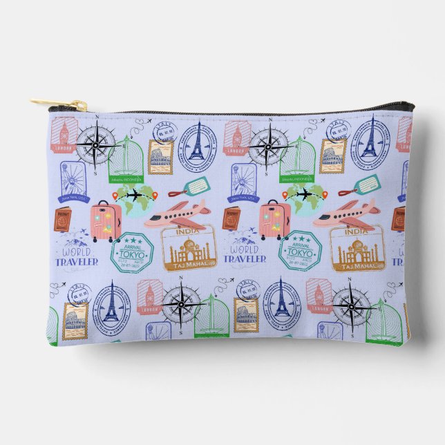 Pochette À Accessoires Voyageur Mignon du Monde Collage (Recto)