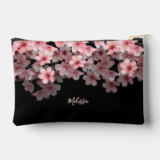 Pochette À Accessoires Watercolor Cherry Blossoms Black Pink | Your Name
