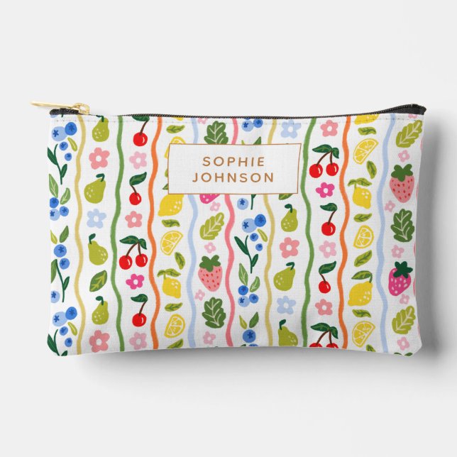 Pochette À Accessoires Watercolor Fruits Pattern Food Summer Personalized (Recto)