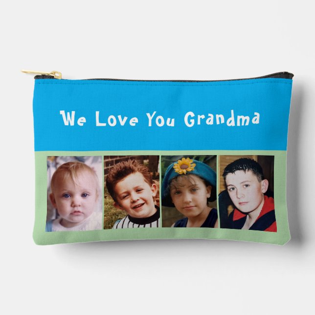 Pochette À Accessoires We love you grandma 4 photo blue green (Recto)