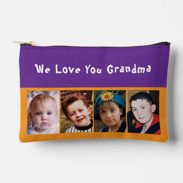 Pochette À Accessoires We love you grandma 4 photo orange purple (Recto)