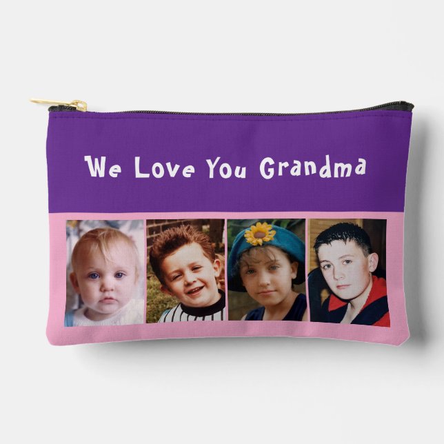 Pochette À Accessoires We love you grandma 4 photo pink purple (Recto)