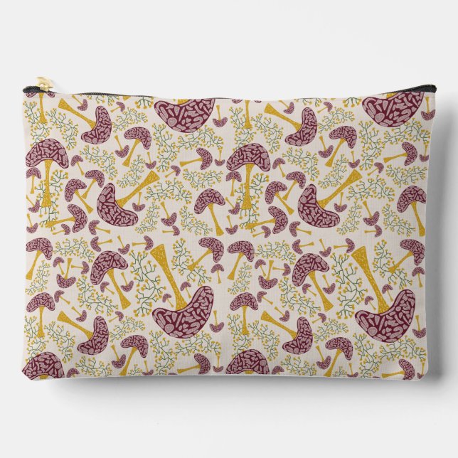 Pochette À Accessoires Whimsical Autumn Forest Pattern – Hand-Drawn Mushr (Recto)