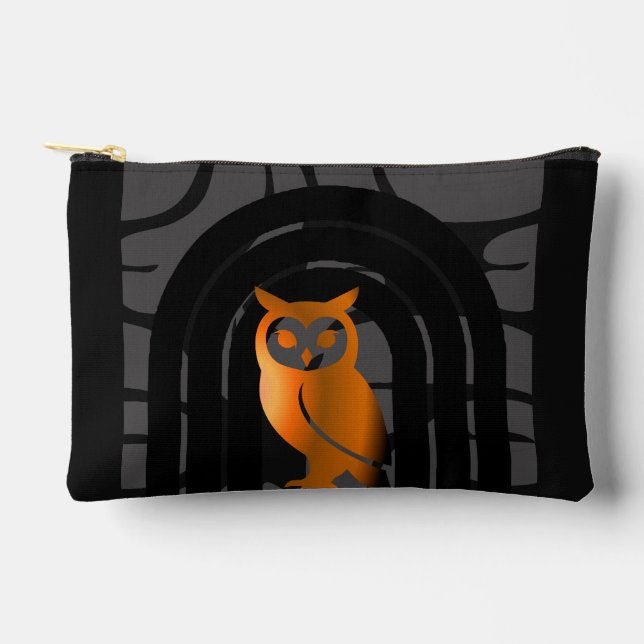 Pochette À Accessoires Whimsical Boho Owl & Tropical Monstera Leaf (Recto)