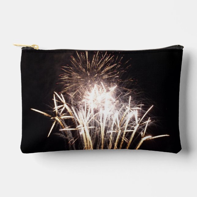 Pochette À Accessoires White and Gold Fireworks I Patriotic Celebration (Recto)