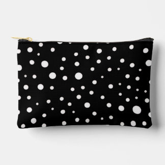 Pochette À Accessoires White Polka Dots on Black Small