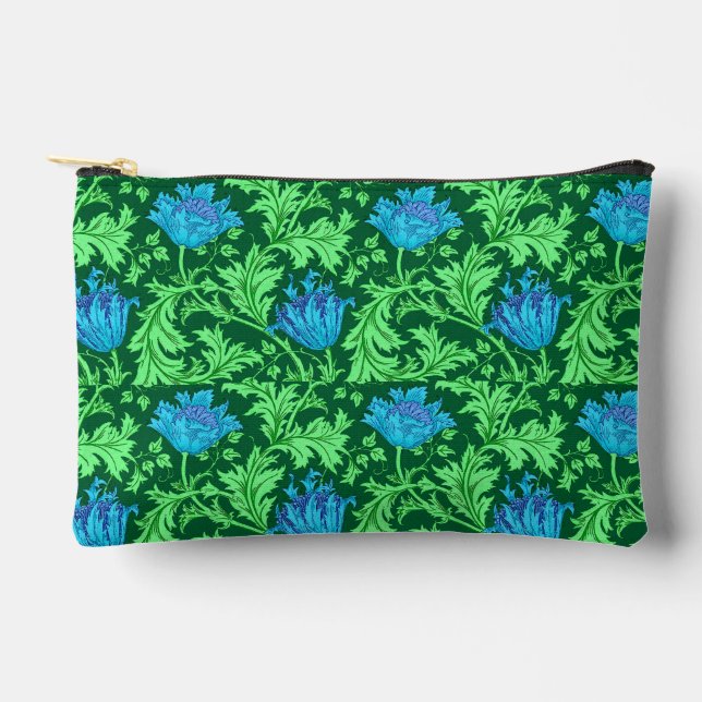 Pochette À Accessoires William Morris Anemone, Emerald Green et Blue (Recto)