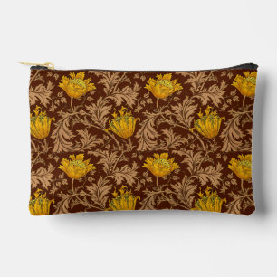 Pochette À Accessoires William Morris Anemone, or Brown et moutarde