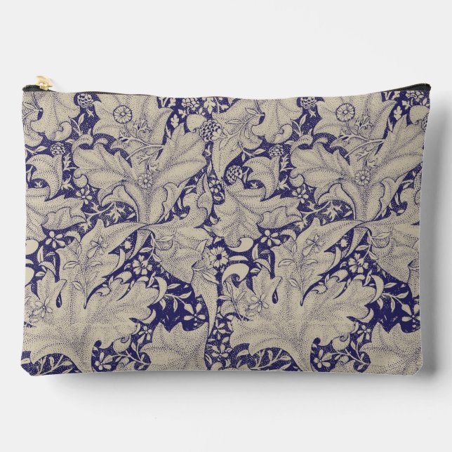 Pochette À Accessoires William Morris Motif Giroflée Bleu Antique (Recto)