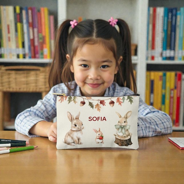 Pochette À Accessoires Woodland Friends Watercolor Name Pouch (Créateur téléchargé)