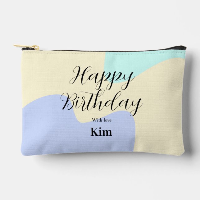 Pochette À Accessoires Yellow purple green happy birthday abstract pastel (Recto)