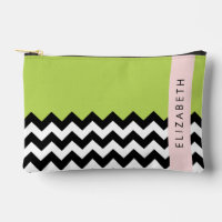 Zigzag noir et blanc, Chevron, Vert, Votre nom