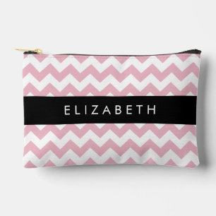 Pochette À Accessoires Zigzag Rose, Chevron Rose, Motif Vague, Votre Nom