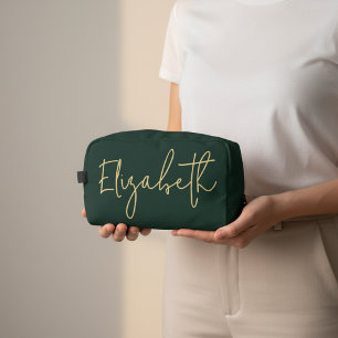 Pochette cosmétique verte personnalisée en cadeau 