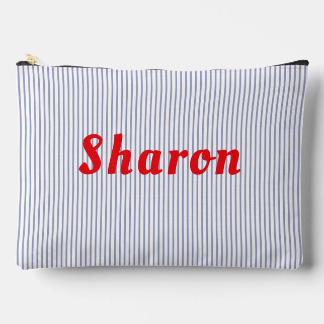 Pochette d'accessoires en lettres rouges rayées bl (Recto)