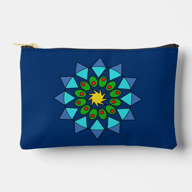 Pochette d'accessoires - Mandala bleu et vert (Recto)