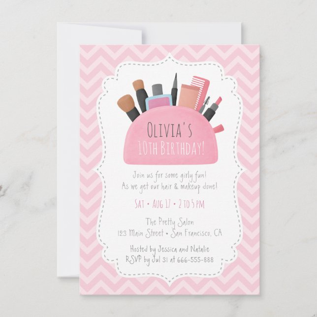 Pochette de Maquillage Rose Invitations pour l'ann (Devant)
