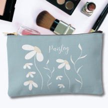 Pochette de maquillage - Sac vert botanique floral
