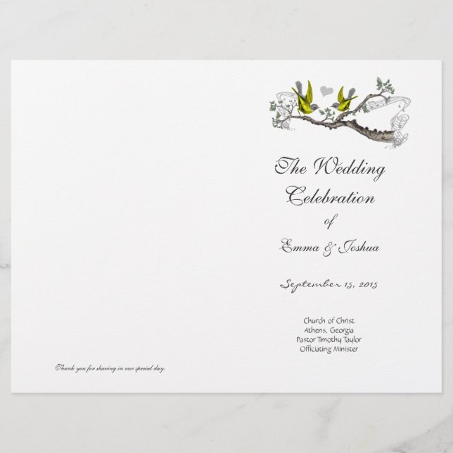 Pochette de programme Vintage Bird Yellow Wings &  (Devant)