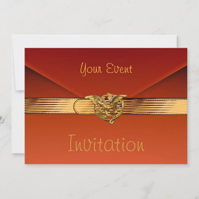 Pochette Invitation Velours Orange Brûlé Bijou Or (Devant)