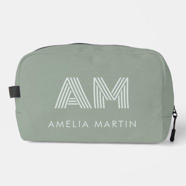 Pochette Monogramme Verte Matcha Minimaliste Sage (Recto)
