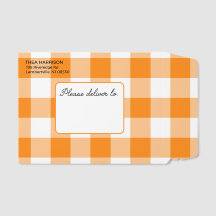 Pochette orange à carreaux vichy avec boîte d'adre