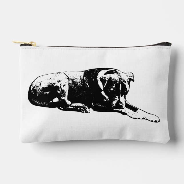 Pochette zip de chien monochrome (Recto)