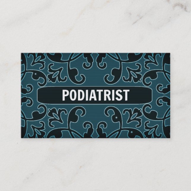 Podiatriste Turquoise Damask Carte de visite (Devant)