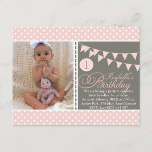 Poeach Polka Dot Bunting Premier Invitation d'anni