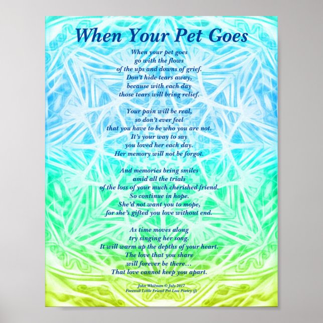 Poem: Female Pet Loss Sympathy YGB Poster Matte (Devant)