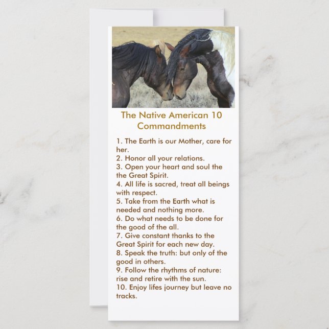 Poème amérindien avec Mustangs sauvages (Devant)