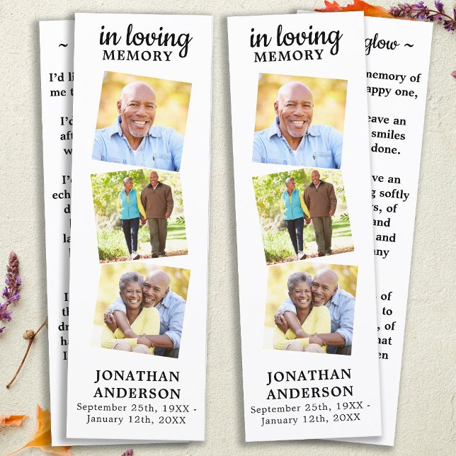 Poème commémoratif 3 Photo Prière funéraire 2 Sign (Créateur téléchargé)