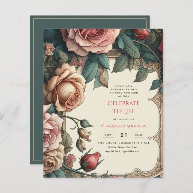 Poème commémoratif de la fête de la vie des Roses  (Devant / Derrière)