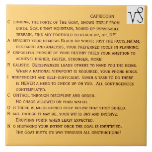 Poème de CAPRICORNE sur le carreau de céramique