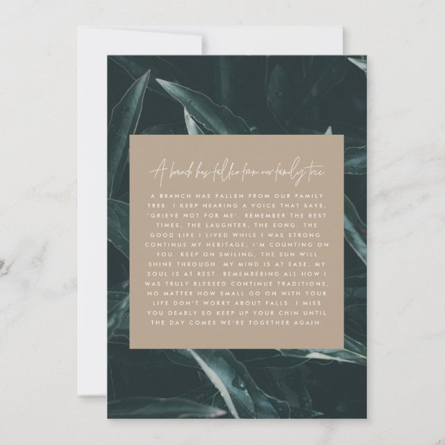 Poème de mémoire de chagrin moderne et élégant (Devant)