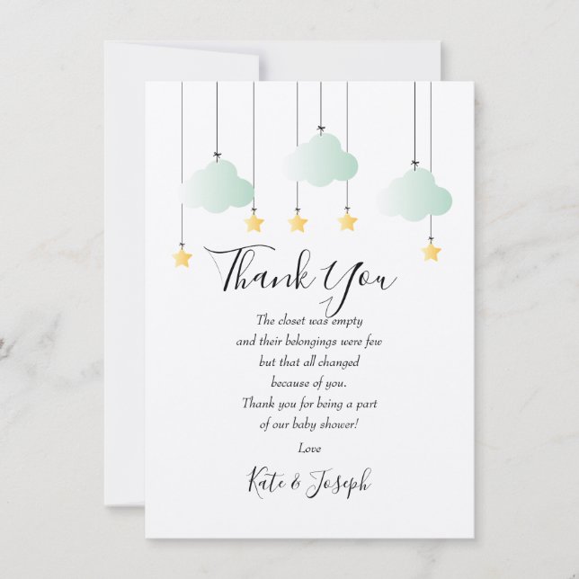 Poème de Merci de Baby shower Twinkle (Devant)
