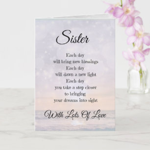 Poème de soeur d'amour et d'encouragement Carte de
