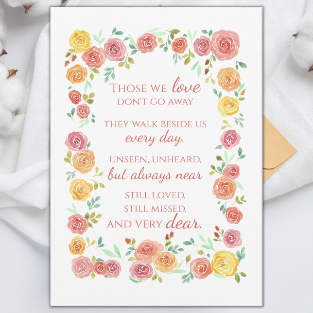 Poème de Sympathie Memorial avec Roses encadrés (Créateur téléchargé)