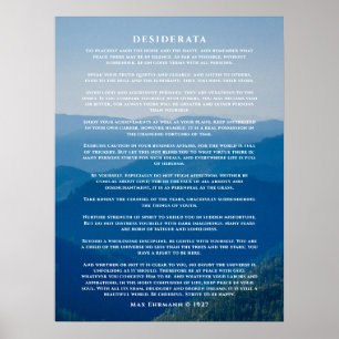 Poème Desiderata Poster Misty Mountain
