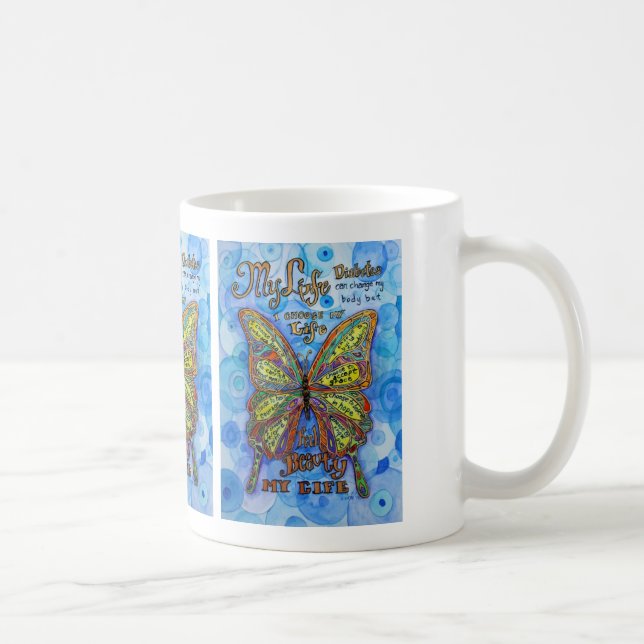 Poème Diabète Arc-en-ciel Papillon Art Café Mugs (Droite)