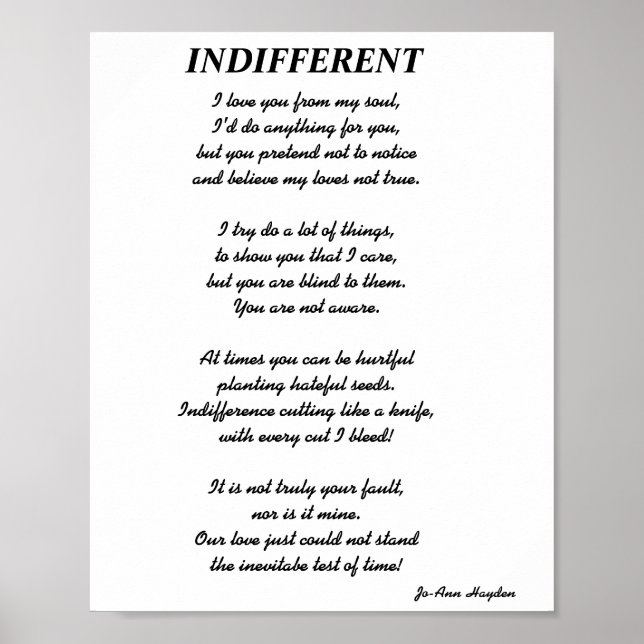 Poème INDIFFÉRENTPrint, Value Poster Paper (Matte) (Devant)