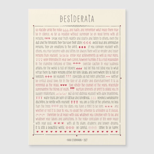 Poème inspiré de desiderata (Devant)