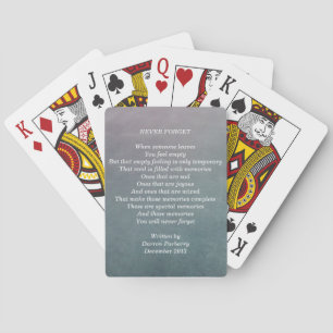 Poème "Never Forget" - Cartes de jeu classiques
