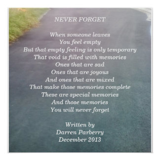 Poème "Never Forget" - Poster brillant