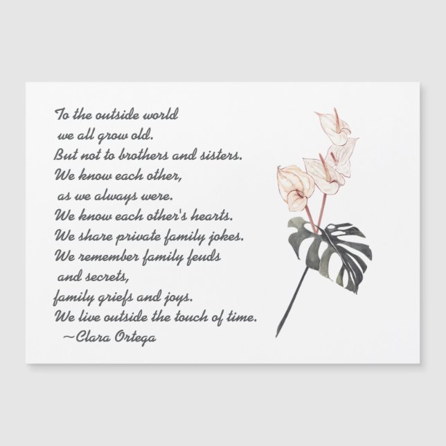 Poème Sentimental Frère ou Soeur Noir et Rose (Devant)