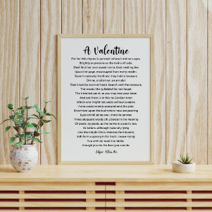 Poème Valentine par Edgar Allan Poe Poster