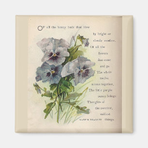 Poème victorien Gris Violet Pansies Magnet