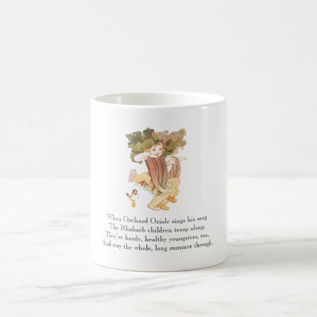Poème vintage Rhubarb Rhyme végétal Cute Kid Mug (Centre)